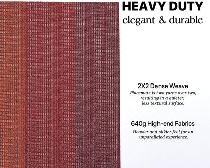 LEXMORE PlaceMats Set of 12 Vinyl/Plastic Woven Place Mats for Kitchen Table Indoor/Outdoor Washable PlaceMat Wipeable Dining Table Mats(Pomegranate Parade)