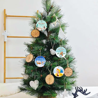 Personalized First Christmas in Our New Home Hanging Ornament 2025, Ceramic Custom Christmas Photo Ornament Xmas Tree Decorations Housewarming Gift for Family Couples Wedding