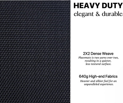 LEXMORE Placemats Set of 6 Vinyl/Plastic Woven Place Mats for Kitchen Table Indoor/Outdoor Washable Placemat Wipeable Dining Table Mats(Black)