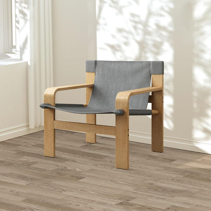 Mid-Century Accent Chair with Wide Armrest & Solid Wood Frame, Detachable and Washable Armchair, Modern Living Room Reading Chairs for Bedroom Sunroom Bedroom Balcony,Light Grey