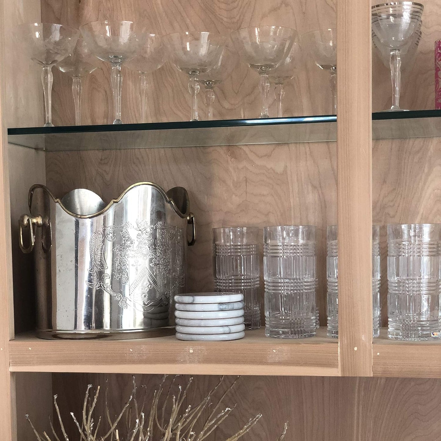 Fox Run 48749 Natural White Polished Marble Stone Coasters, Set of 6