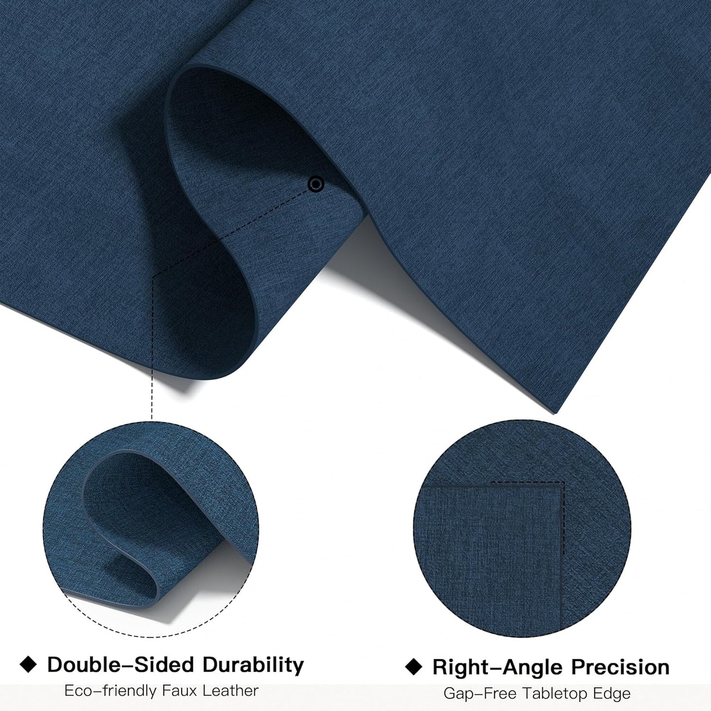 DOLOPL Placemats Set of 8, Reversible Wipeable & Heat Resistant Place Mats, Modern Faux Leather Table Mats for Kitchen, Neutral Waterproof Tablemats for Dining Table Decor, Wedding, Party(Navy Blue)