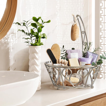 Simple Houseware Fruit Basket Bowl with Banana Tree Hanger, Chrome Finish