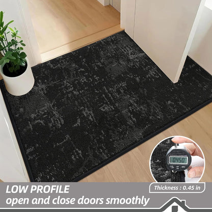 BEQHAUSE Dirt Trapper Door Mat 32"x48" Non-Slip Door Mats Washable Entryway Rugs Stain Resistant Doormat Absorbent Welcome Floor Mat for Front Back Door, Muddy Wet Shoes & Paws,Black