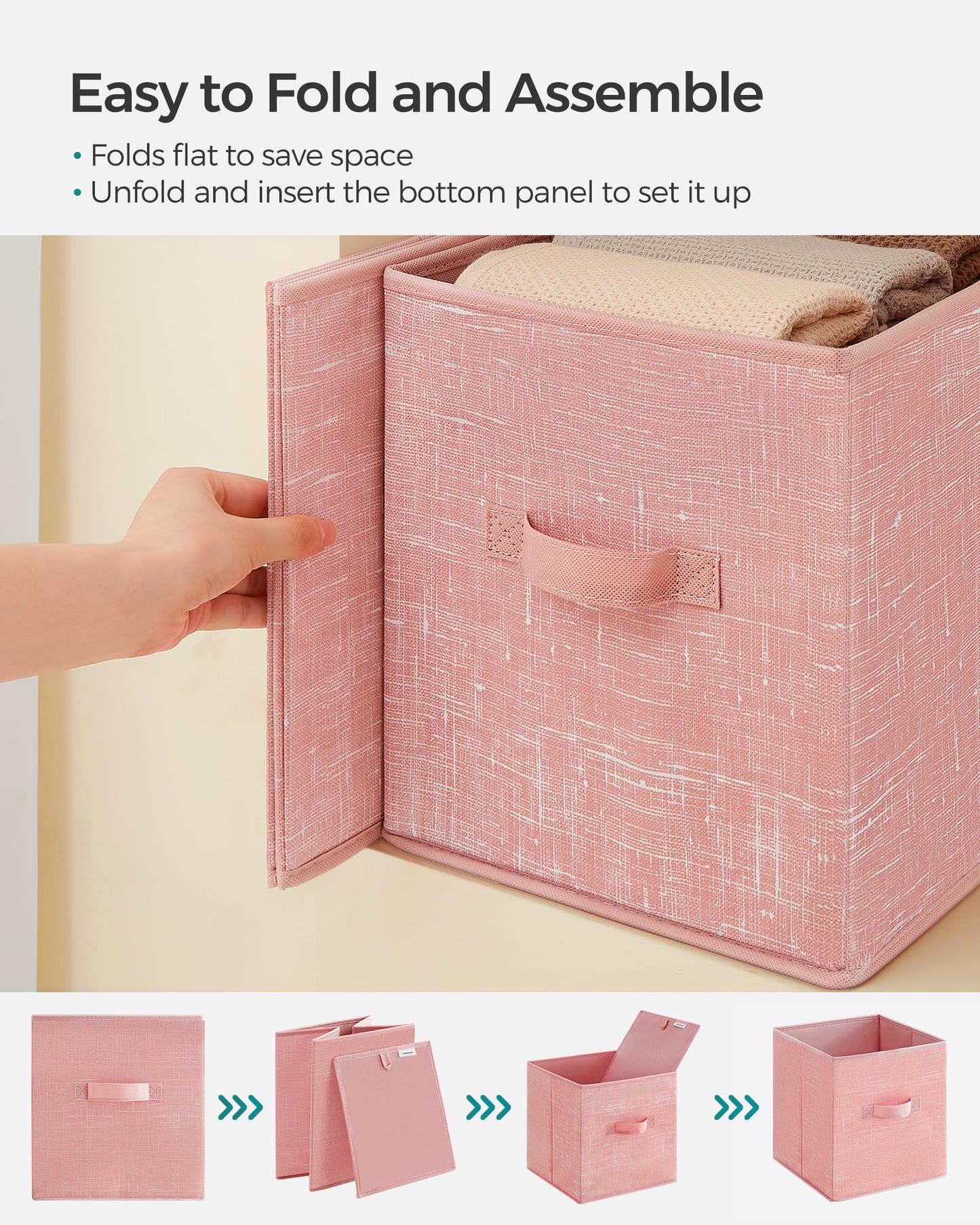 SONGMICS Storage Cubes, Set of 6, 11-Inch Foldable Closet Organizers