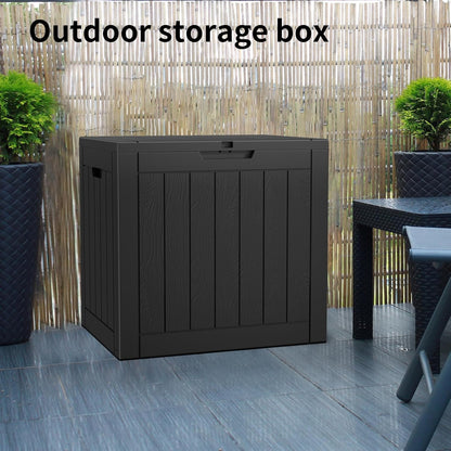 36 Gallon Outdoor Deck Box,Storage Lockable Waterproof Patio Furniture,Garden Tools,Cushions,Pool Accessories Outside Storage Resin Box(Black)