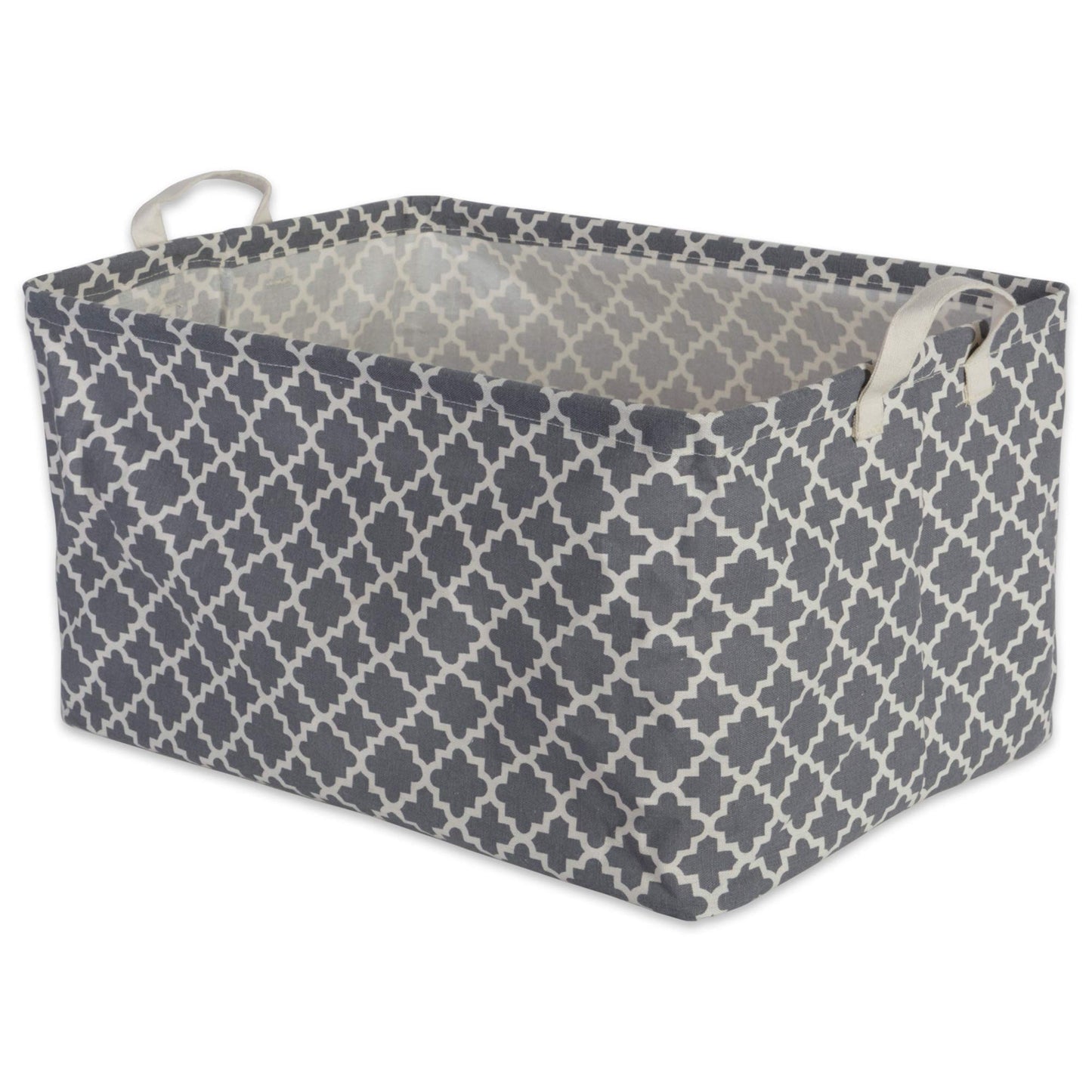 DII Laundry Storage Collection, PE Coated Collapsible Bin with Handles, Gray Lattice, Large Set