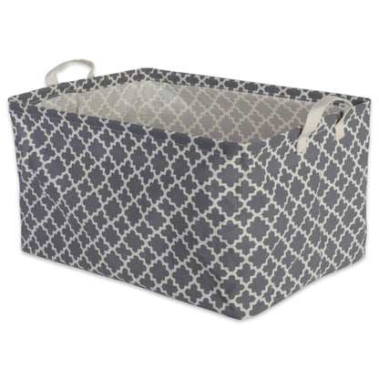 DII Laundry Storage Collection, PE Coated Collapsible Bin with Handles, Gray Lattice, Large Set
