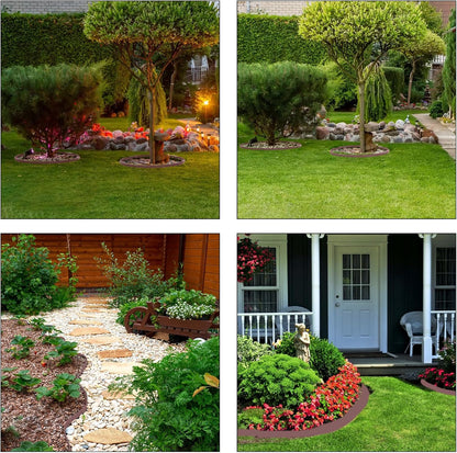 Garden Edging 33FT, 4IN High Landscape Edging Border Plastic Lawn Edging Roll with 30 Spikes for Yards, Flower Bed Edge, Sidewalks, Pathway, Brown