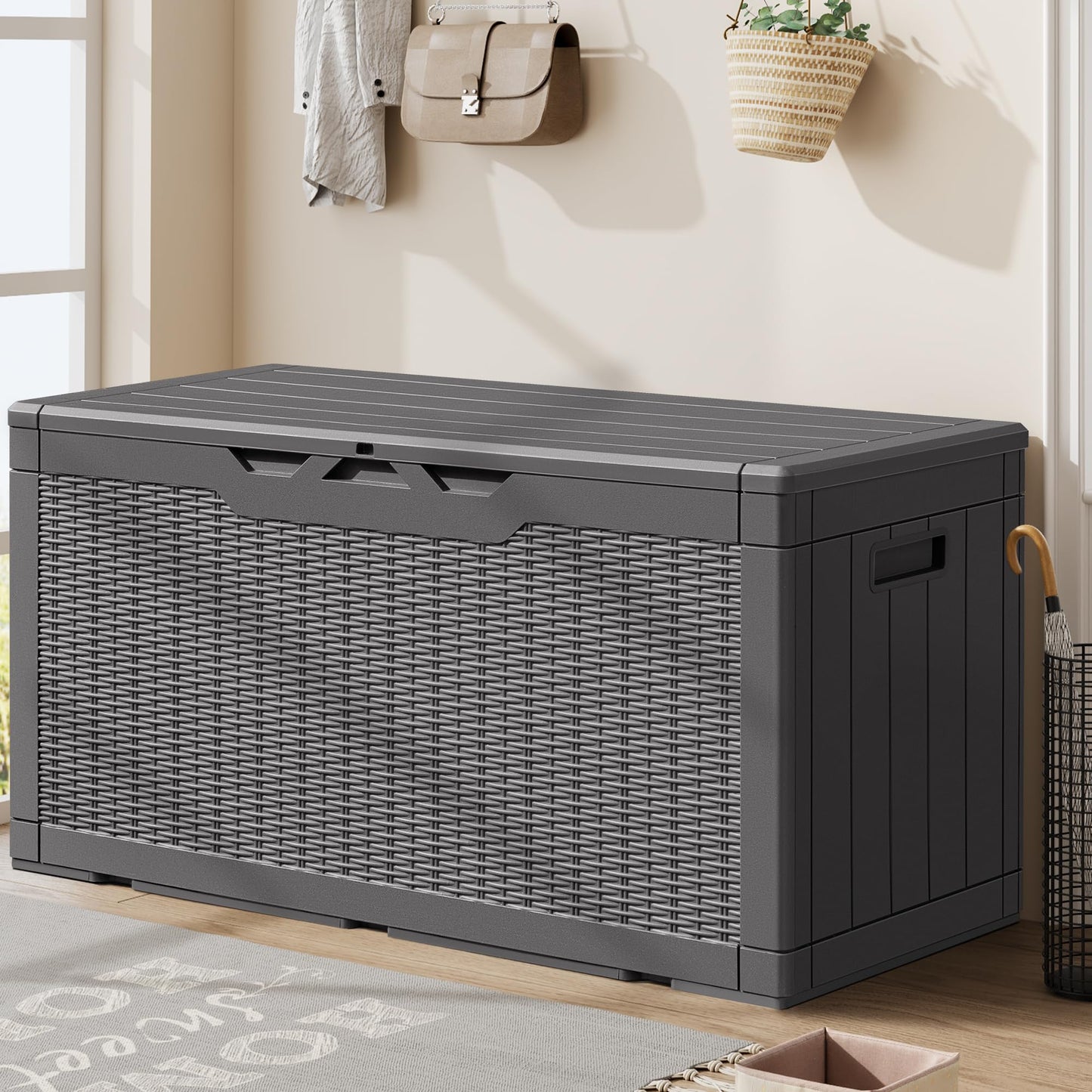 YESHOMY 100 Gal Plastic Storage Bins with Lid Stackable Box Organizers for Living Room, Office