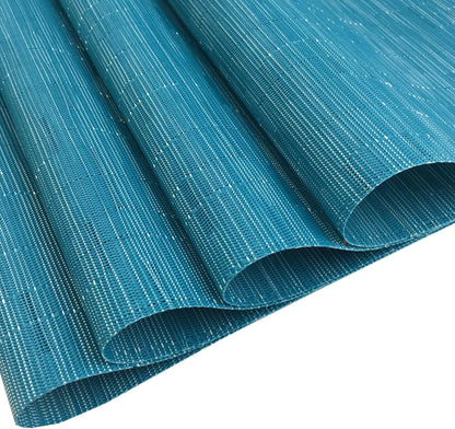 WAZAIGUR Placemats Set of 8 for Dining Table Heat-Resistant Washable Place Mats Woven Vinyl Kitchen Table Mats Easy to Clean,Blue