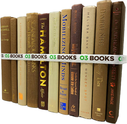 Curated Decorative Books Hardcover Décor Books for Home Décor, Choose Color, Interior Design, Office, Wedding Display, Instant Library, or Staging (Brown, Half Foot)