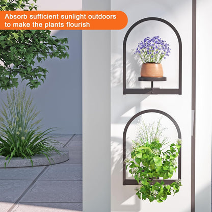 Wall Plant Holder, Wall Planter for Indoor Plants, Window Plant shelves for Multiple Plants Indoor Outdoor, Framed Plant Holder for Home Decor (3 Pack)