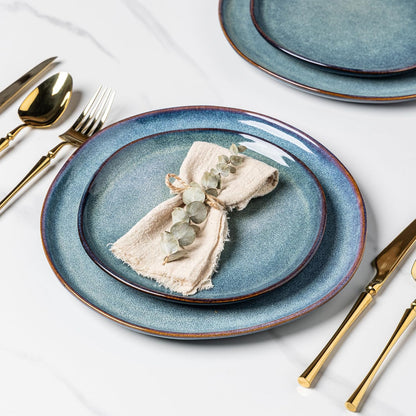 AmorArc Ceramic Dinnerware Sets,Handmade Reactive Glaze Stoneware Plates and Bowls Set,Highly Scratch Resistant | Dishwasher & Microwave Safe Dishes set,Service for 6 (18pc)