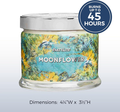 PartyLite 3-Wick Jar Candle, Highly Fragranced Clean Burning Glass Candle, 25-45 Hours Burn Time (Moonflower)