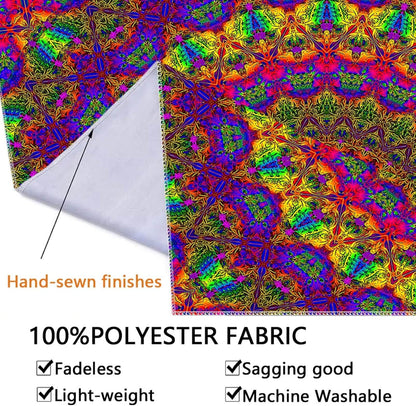 PSYHILAR Blacklight Mandala Boho Tapestry, Black Light Bohemian Hippie Poster for Adults and Teens, Aesthetic Colorful UV Reactive Wall Art Decor for Bedroom (60 x 50 Inches)