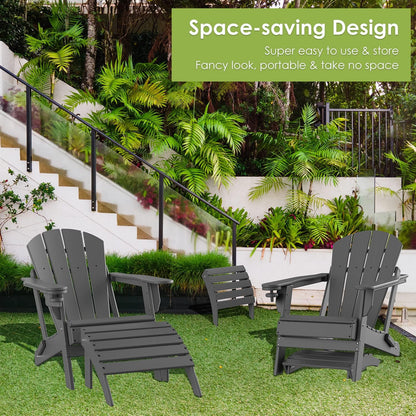 GREENVINES Adirondack-Ottoman | HDPE Plastic | Outdoor Footrest | All Weather | Foot Rest | Foot Stool | Grey | for Adirondack Chair | for Patio Backyard Pool