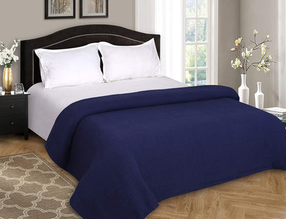 Elvana Home 100% Cotton Bed Blanket, Breathable Bed Blanket King Size, Cotton Thermal Blankets King, Perfect for Layering Any Bed for All Season, Navy Blue