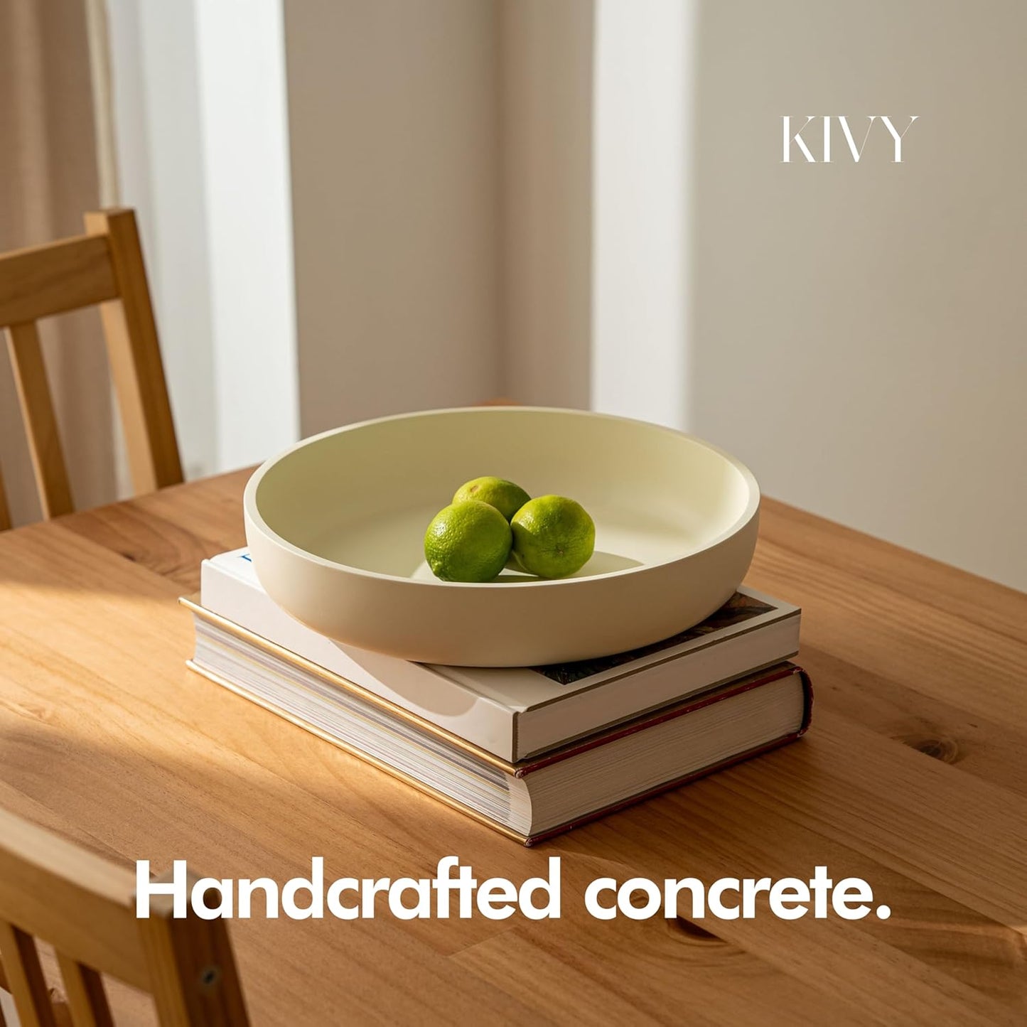 KIVY Concrete Fruit Bowl for Kitchen Counter - Large Decorative Bowl for Home Decor - Modern Fruit Basket for Entryway Table - Concrete Bowl - Decorative Bowls for Home Decor - White Fruit Bowl Decor