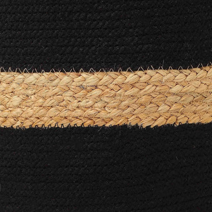 REDEARTH · Cylindrical Pouf Foot Stool Ottoman - Jute Braided Pouffe Poof Accent Sitting Footrest for The Living Room, Bedroom, Nursery, Patio, Lounge & Other Rooms (14.5”x14.5”x16”; Black Natural)