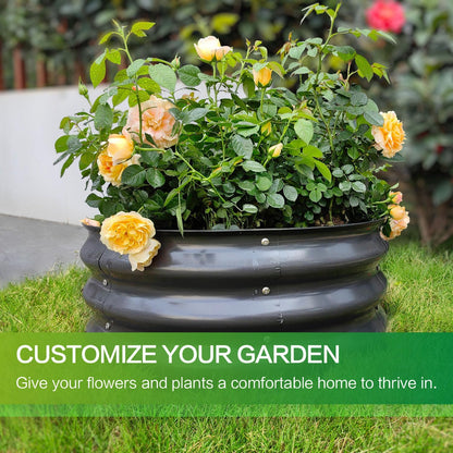 GARDMAX 2x2x1FT Galvanized Round Raised Garden Bed Kit, Metal Planter Boxes Outdoor with Easy Assembly, Large Garden Bed for Vegetables, Fruits, Flower, Herbs Dark Gray
