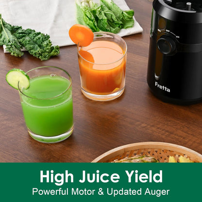 Cold Press Juicer Machines Slow Masticating Juicer Machines with 1.1 L Large Feed Chute Fit Whole Fruits and Vegetables Easy Clean Self Feeding,High Juice Yield,BPA Free (Ink-black)