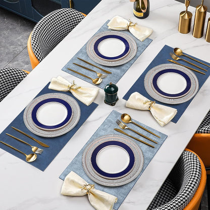 SUEH DESIGN Leather Placemats Set of 6 Reversible Table Mats Heat Resistant Waterproof No-Slip Place Mats for Dining Table Kitchen Parties