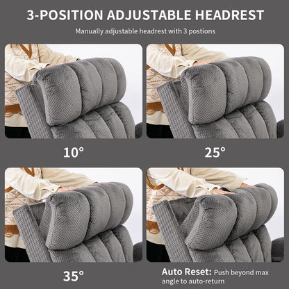 Dual Motor Power Lift Recliner Chair for Elderly with Adjustable Headrest,Extra Wide Recliner Chair with Heat and Massage,Lay Flat Recliner with Cupholder Storebox,USB Ports,Type C,Zero Gravity