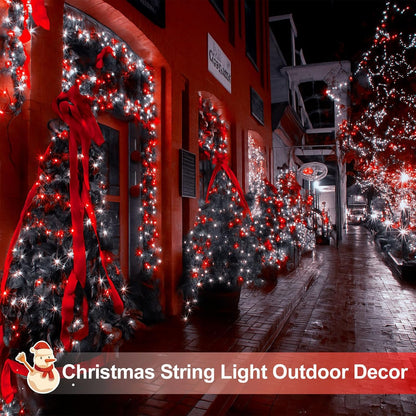 Extra-Long 144FT Solar String Lights for Outside, 2 Pack 400LED Solar Fairy Lights Outdoor, Waterproof Copper Wire with 8 Modes Twinkle Lights for Tree Garden Party Xmas Wedding Decor (Red and White)