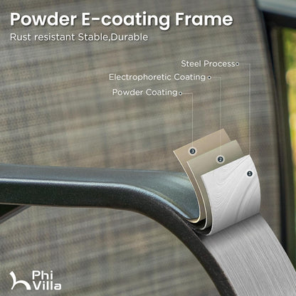 PHI VILLA Outdoor Swivel Bar Stools Set for 4, Metal Patio Bar Table and Chairs Set with Grey Textilene Fabric for Outside