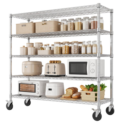 Garvee 82"H Storage Shelves with Wheels, NSF Wire Shelving Rack for Kitchen