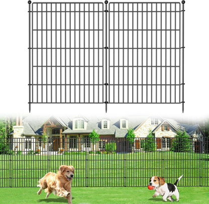 8 Panels No Dig Garden Fence Animal Barrier, 48in(H) × 21ft(L) Decorative Metal Outdoor Dog Fence, Rustproof Pet Fencing for Yard, Patio, Flower Bed -Temporary Fencing| Easy to Install