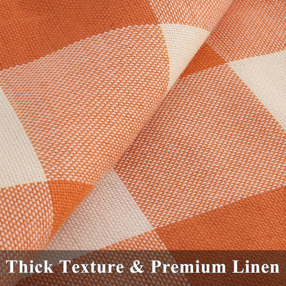 decorUhome Fall Orange and White Decorative Throw Pillow Covers 18x18 Set of 2, Buffalo Plaid Check Farmhouse Cushion Covers with Stitched Edge for Autumn Harvest Couch Sofa Bed Home Decor