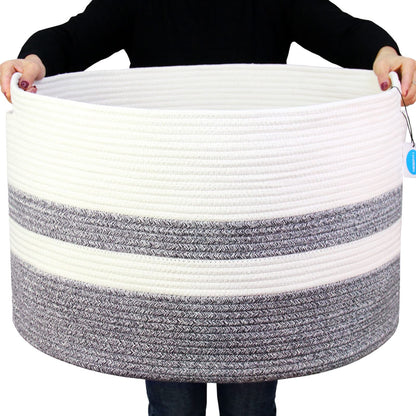 Casaphoria XXXLarge Cotton Rope Basket for Living Room - Woven Storage Basket with Handle for