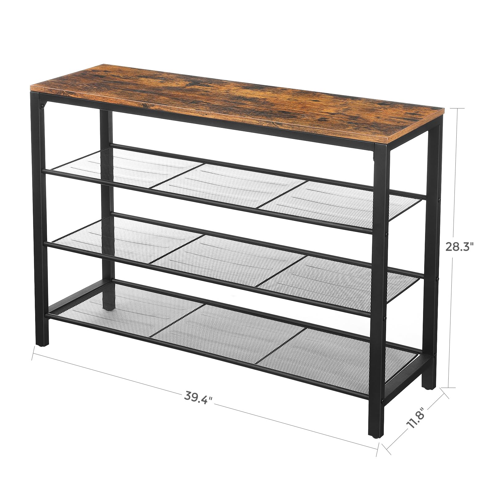 VASAGLE 4-Tier Shoe Rack, 16-20 Pairs, Metal Mesh