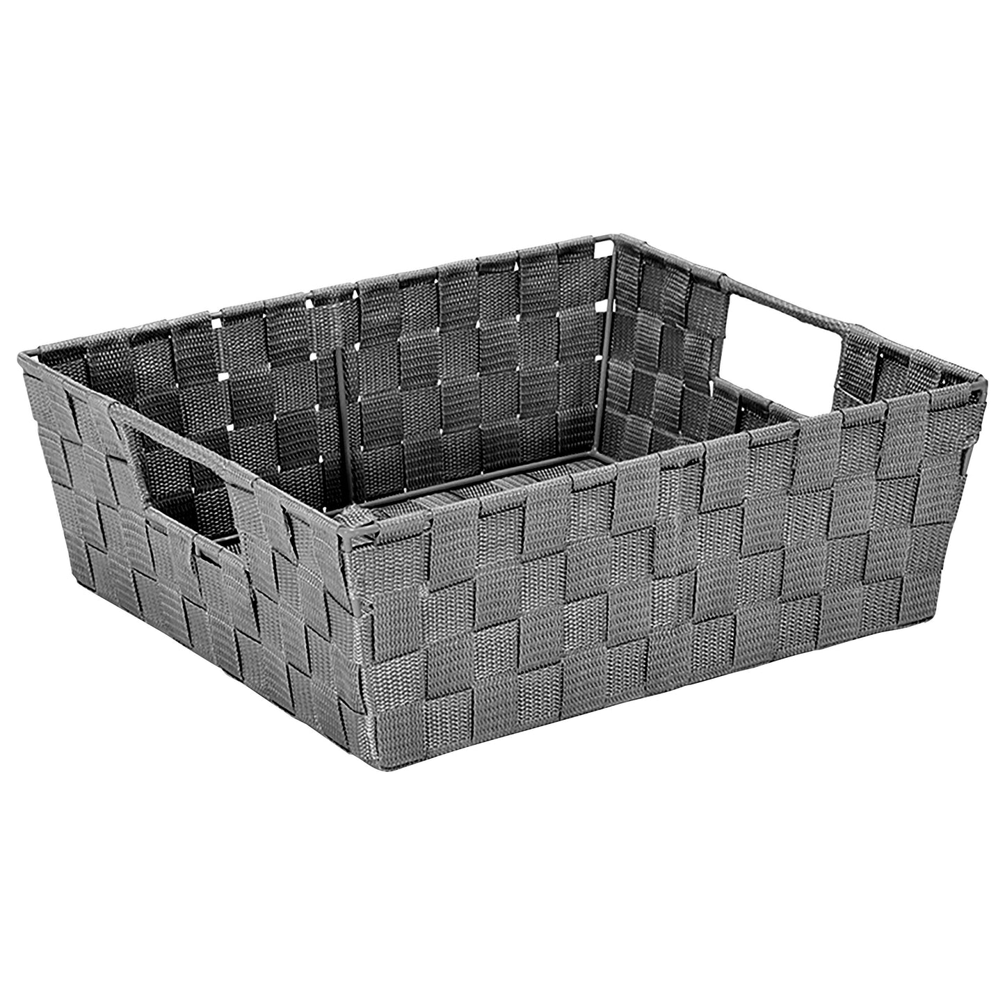 Simplify 2 Pack Large Storage Shelf Totes with Woven Strap in Grey | Decorative | Baskets |