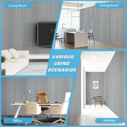 Art3d 4-Pack Glue-On Fine Bar Wainscoting Panel for Interior Wall Decor - 104 x 12 Inch Polystyrene Ultralight Slim Slat Wall Panels for Living Room Bedroom, Poplar