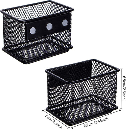 dedoot 6 Pack Magnetic Pen Holder, 3.45x2.3x2.6inch Magnetic Basket Locker Organizer Metal Mesh Pencil Memo Holder for Whiteboard, Fridge, Desk, Offices