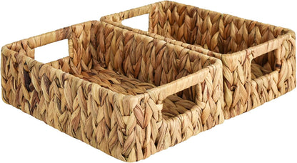 StorageWorks Water Hyacinth Baskets, Small Wicker Baskets for Organizing in Kitchen and Bathroom, 2-Pack