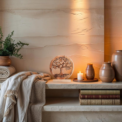 Decozen Solid Wood Tree of Life Sculpture - Home Decor, Living Room, Boho, Shelf, Coffee Table, Centerpiece Table Decorations, Mantle, Dining Table Centerpiece, Bathroom Shelf, Entryway, Farmhouse