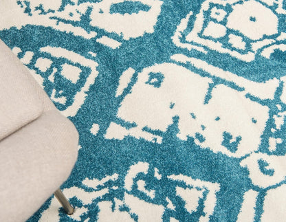 Unique Loom Rosso Collection Vintage Traditional Distressed Blue Round Rug (8' 0 x 8' 0)