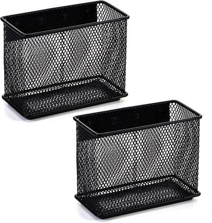 4.5'' × 2.2'' × 3.5'' Magnetic Basket for Whiteboard Black Magnetic Basket for Fridge Magnetic Organizer Holder with 4 Strong Magnets Magnetic Holder for Refrigerator Locker, Set of 2