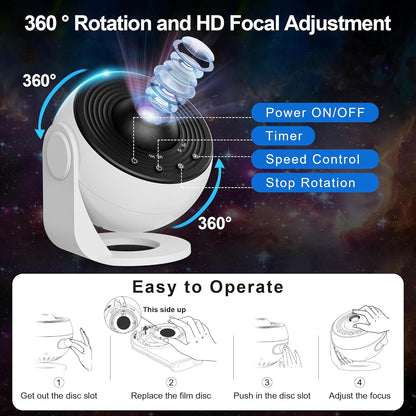 Galaxy Projector Pro for Bedroom, 13 in 1 Planetarium Star Projector with Solar System & Constellation, Night Light for Ceiling - 360° Rotating with Timer, Adjustable Knob, Kids Adults Room Decor