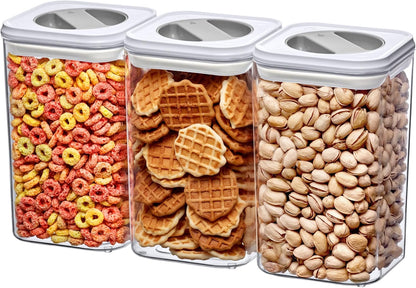 Amazing Abby - Carol - 96-Ounce Acrylic Canister (Set of 3), Plastic Airtight Food Container, Stackable for Pantry Storage, BPA-Free and Shatter-Proof, Perfect for Home and Commercial Use