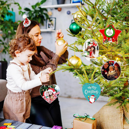 Personalized Christmas Ornaments 2024 Customized with Photo Text Ornament Keepsake Pet First Christmas Ornament Bulk Custom Ceramic Xmas Tree Decorations, Heart