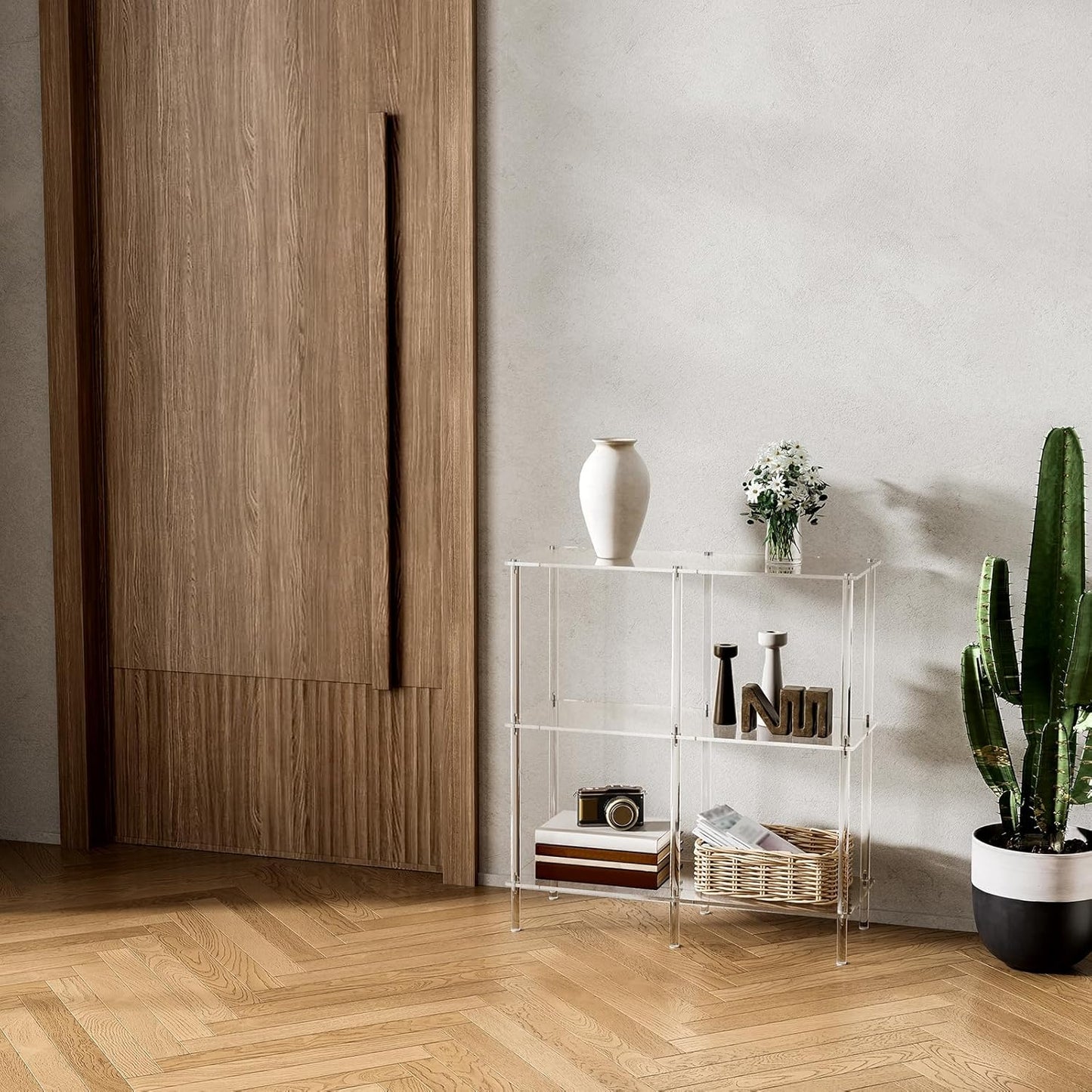 Acrylic Console Table, 29.5" Small Entryway Table with Open Shelves, Clear Entry Table for Sofa, Foyer, Hallway, Living Room, Easy Assembly, 3 Tier, 11.8" D x 31.7" H