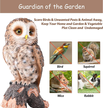 WONDER GARDEN Owl Statue Decor, Outdoor Resin Owl Figurine Sculpture for Home Porch Patio Lawn Yard Decorations or Housewarming Gifts