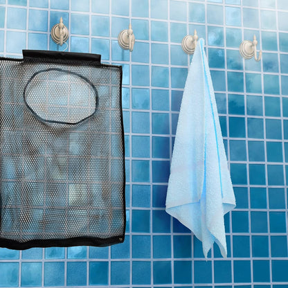 Hanging Mesh Laundry Hamper (30in*20in*2in) Large Dirty Clothes Bag, Can Be Used Behind The Door & Closet & Caravan& Bathroom (Black)