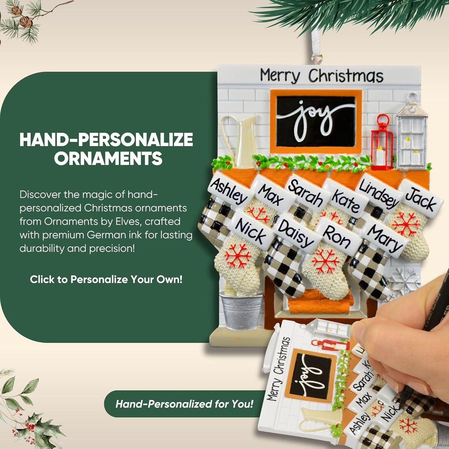 Fireplace Family of 3 Christmas Ornament 2025 Personalized Family Christmas Ornaments 2025 | Bedtime Reading w/Teddy Personalized Tree Ornaments Customizable Gifts Matching Pajamas of Three Ornament