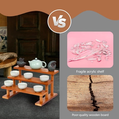 3 Tier Wooden Display Riser Stand Perfume Organizer, Dessert Table Display Set, Solid Wood Food Display Stands for Party, Bamboo Rustic Solid Wood Shelf for Cupcakes, Perfume, Cologne, Spiece